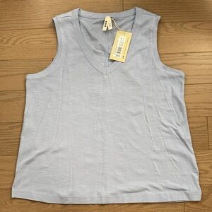 Pact Organic Cotton Cornflower Blue V-Neck Tank Top